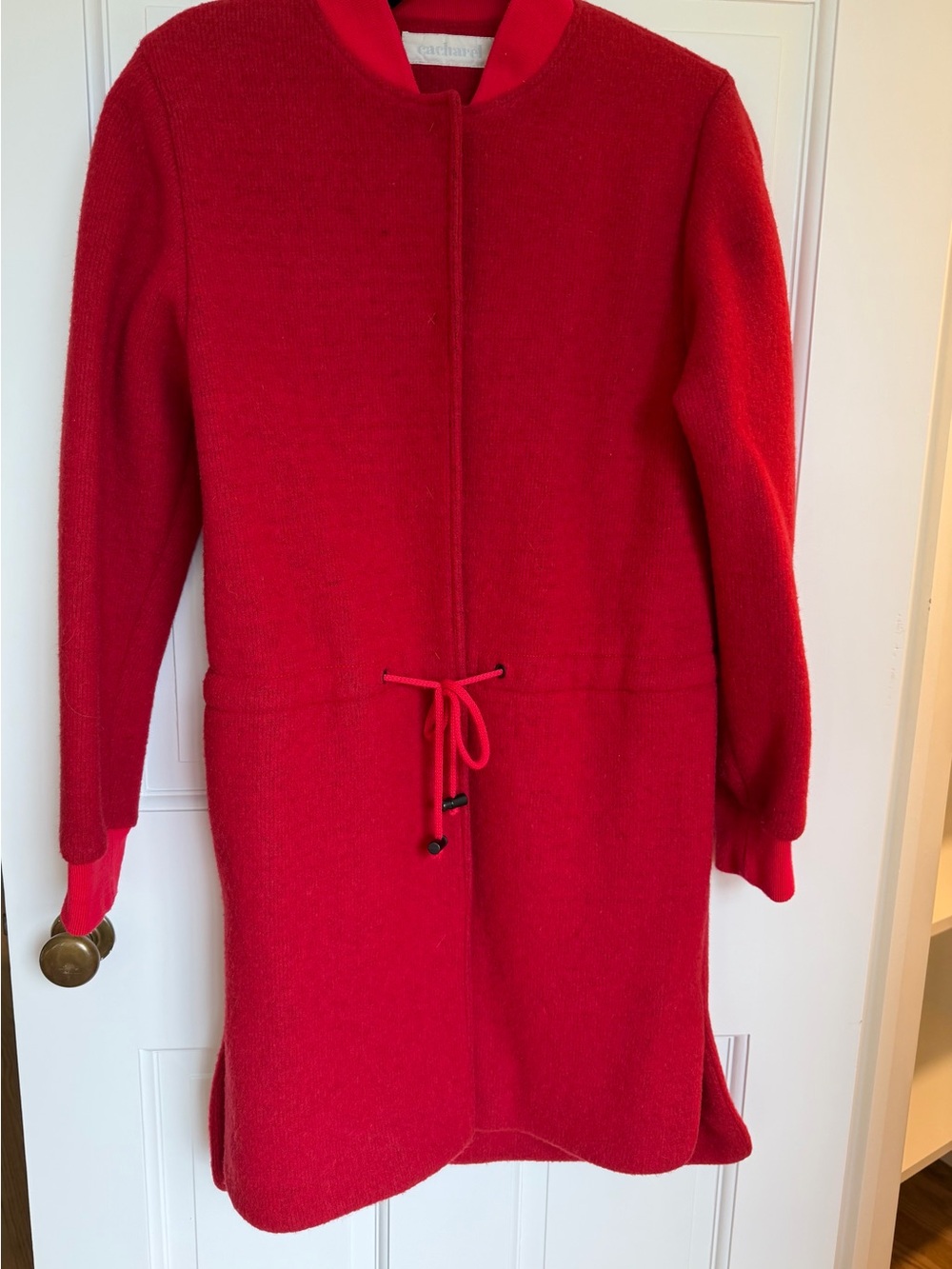 VINTAGE CACHAREL Red Drawstring Wool-Blend Coat US size 4